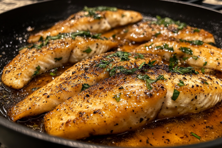 catfish recipes – platter of golden fried catfish with lemon wedges and herbs