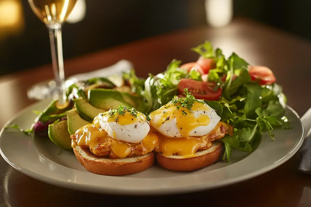 u6185574297 A beautifully plated Eggs Benedict dish featuring 0d6f12b6 f172 413a 9a3e 7ffa7e6c86a8 1 www.noryrecipes.com