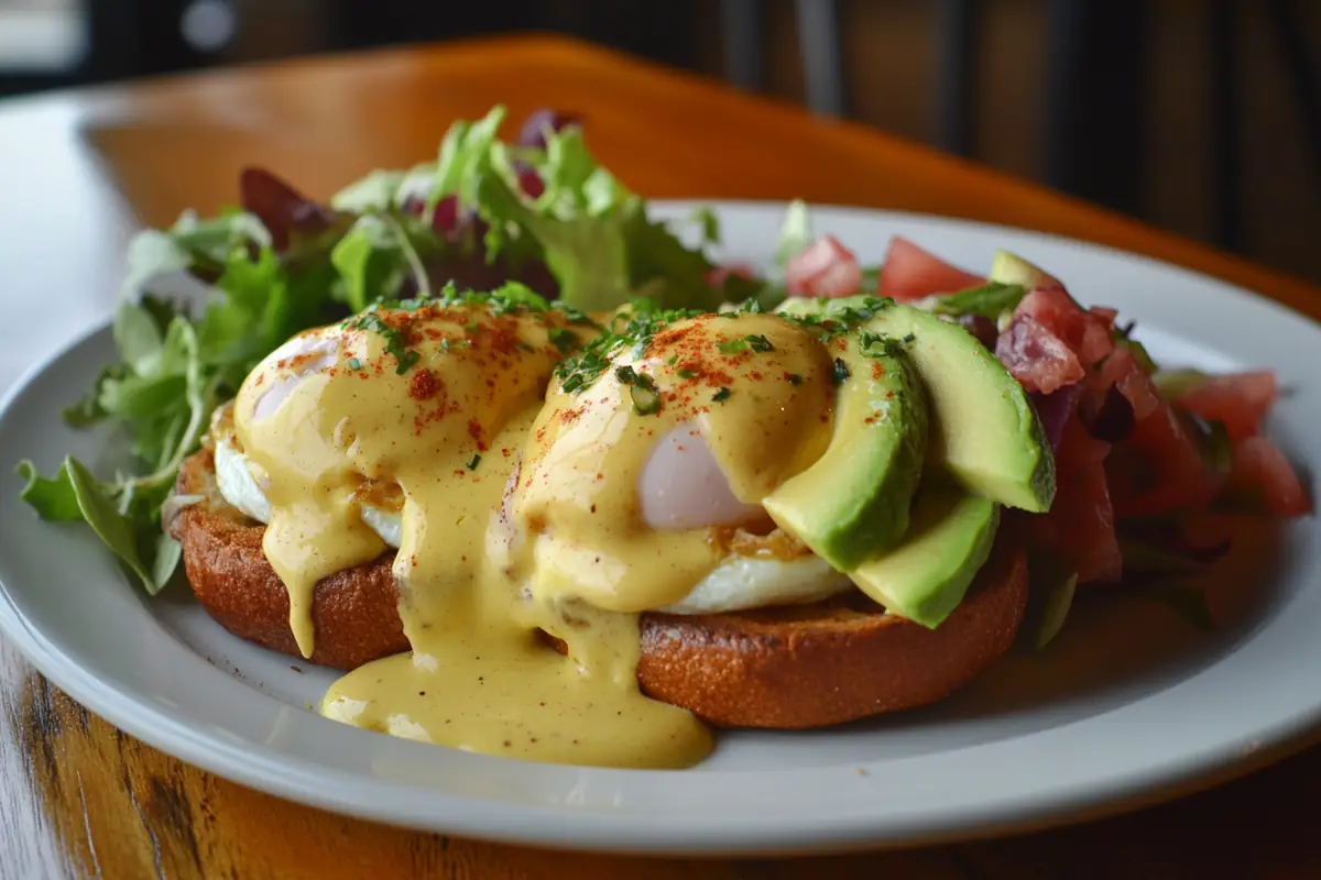 u6185574297 A beautifully plated Eggs Benedict dish featuring 0d6f12b6 f172 413a 9a3e 7ffa7e6c86a8 2 www.noryrecipes.com