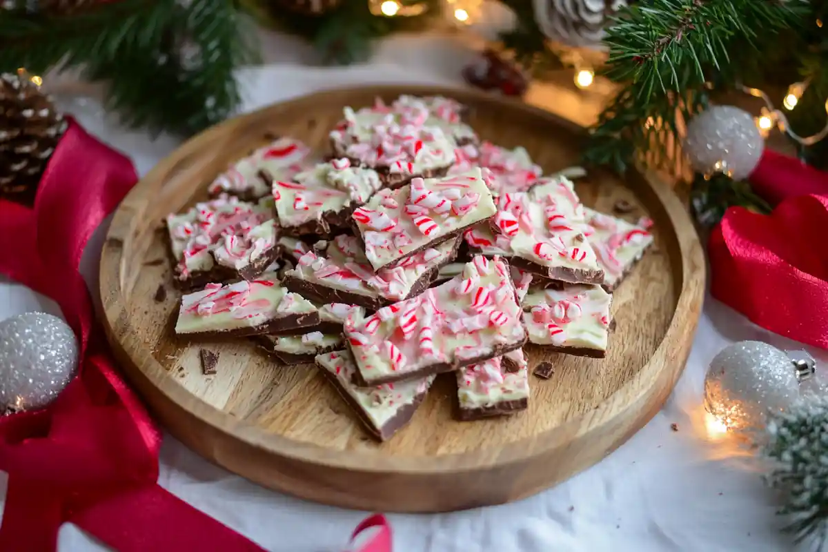 Peppermint chocolate recipes benefits – festive bark with candy canes