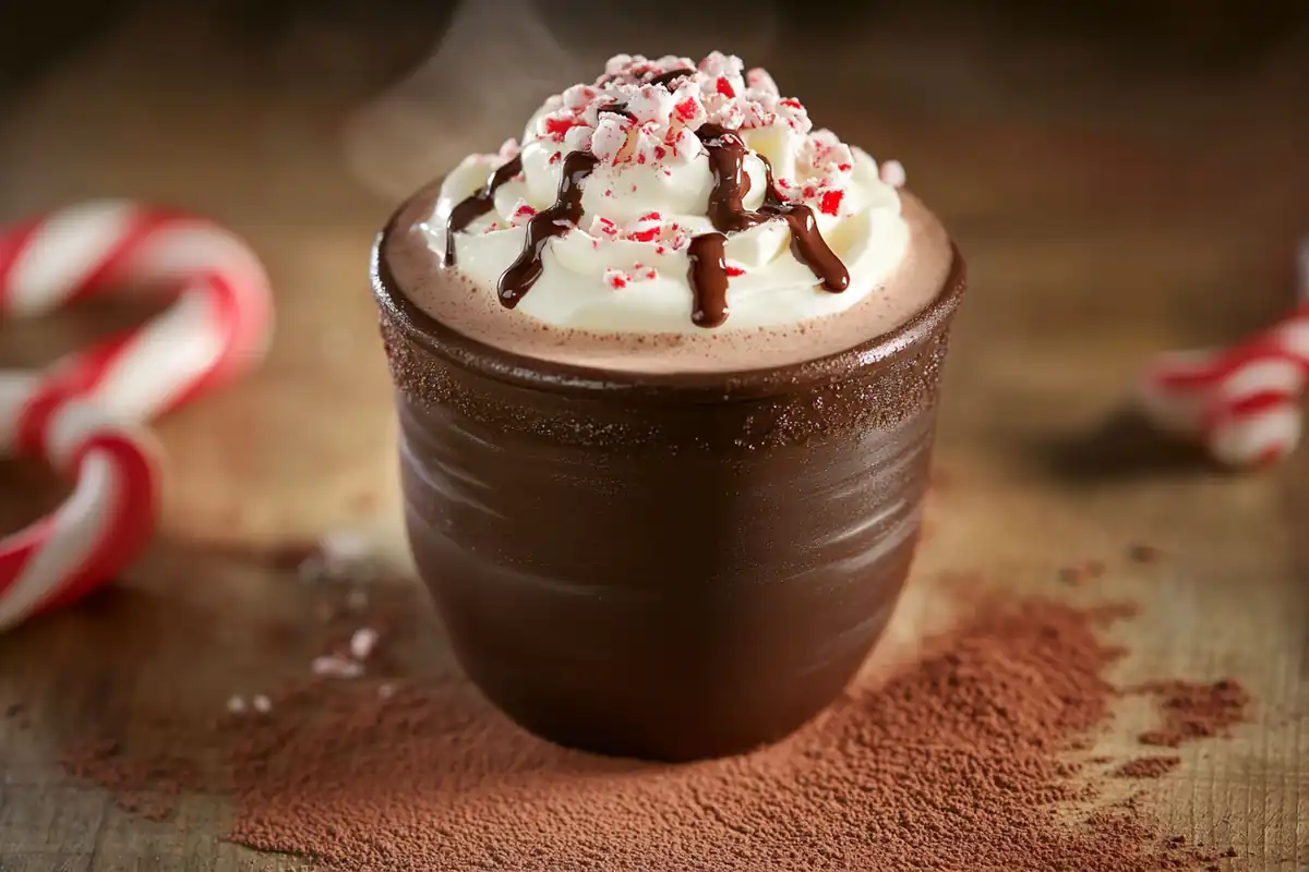 Peppermint Hot Chocolate in a Mug with Whipped Cream​