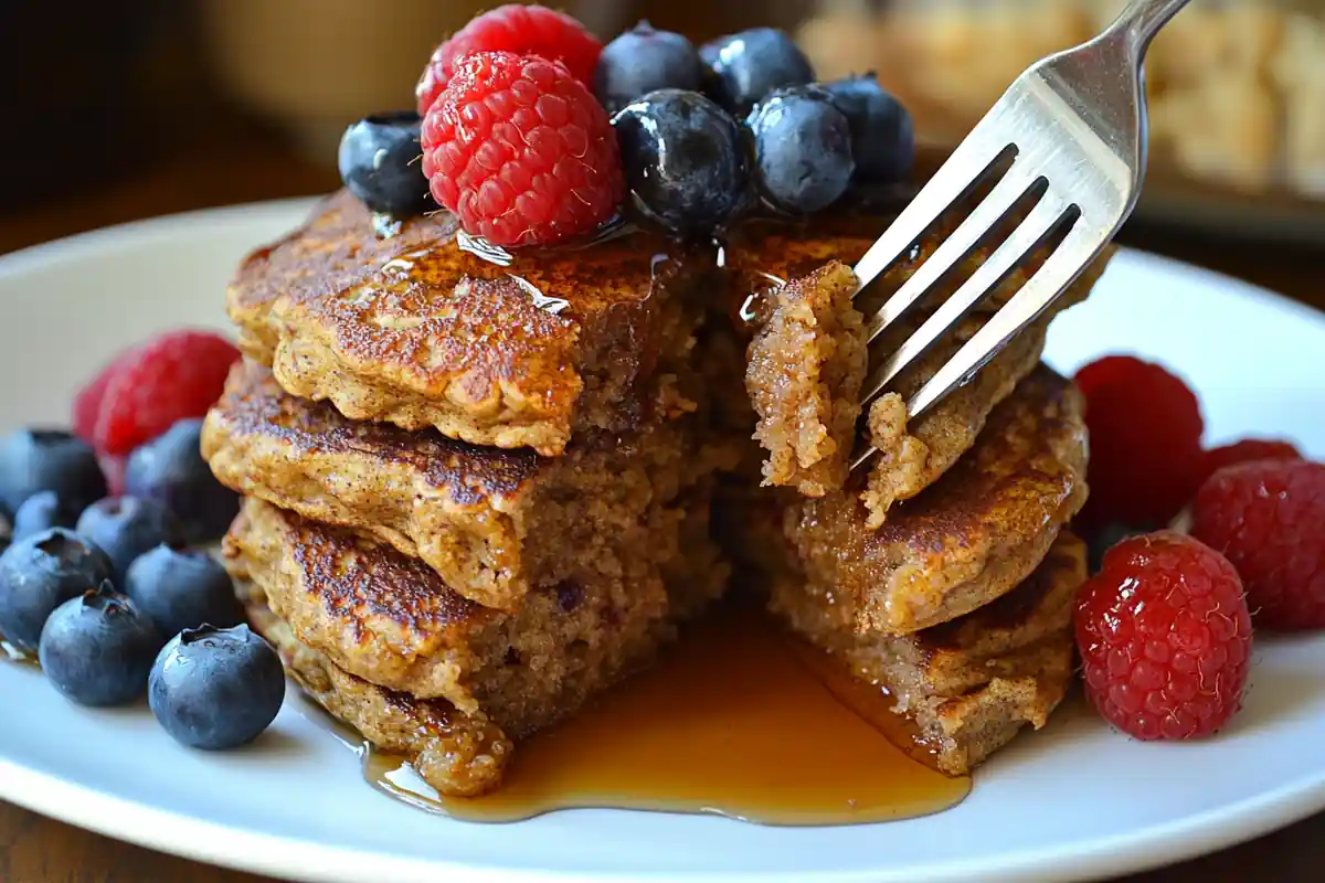 u6185574297 A tall stack of golden brown protein pancakes on 203a9c56 2fe7 4425 bb2d 3ddb3f9816c6 2 www.noryrecipes.com