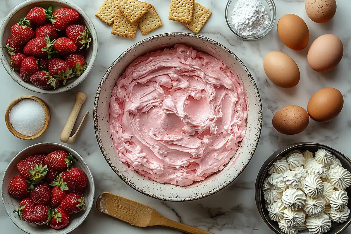 Strawberry Cheesecake Cake Recipe with fresh strawberries