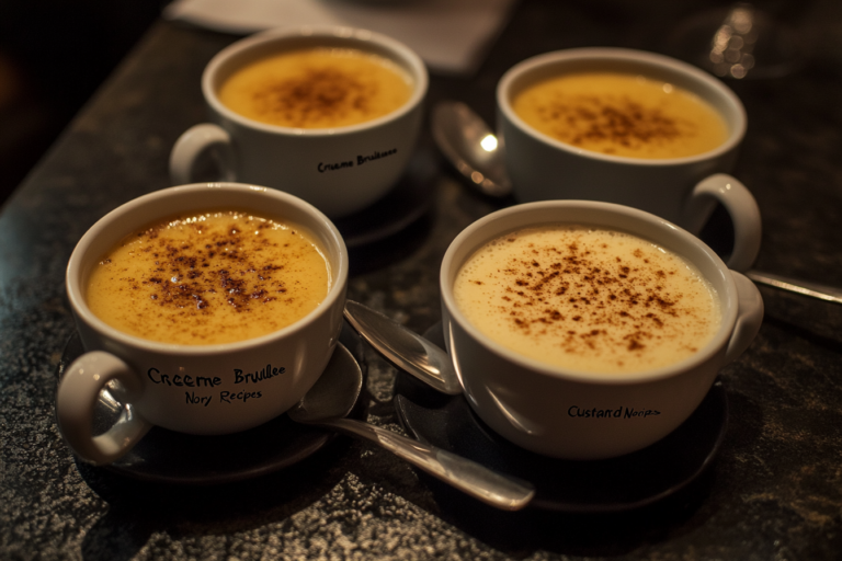 Crème Brûlée vs Custard comparison dish with textures and ingredients