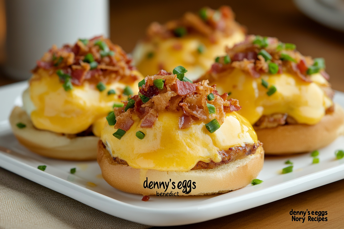 Denny's Eggs Benedict – poached eggs with hollandaise sauce on English muffins