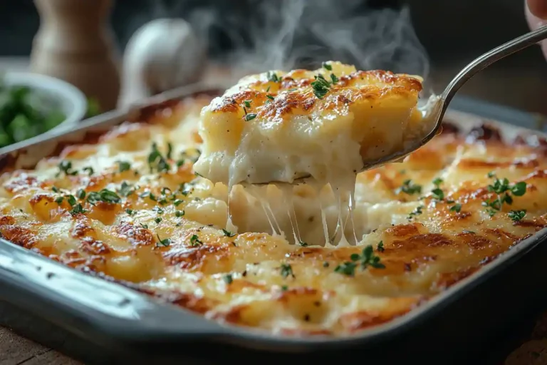 Why Are Cheesy Potatoes Called Funeral Potatoes – classic cheesy casserole in a baking dish