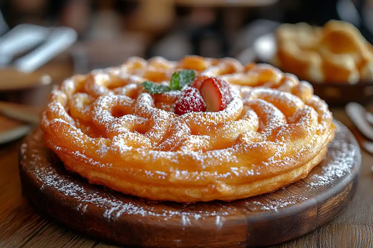 Funnel Cake – golden-brown fried dough dusted with powdered sugar