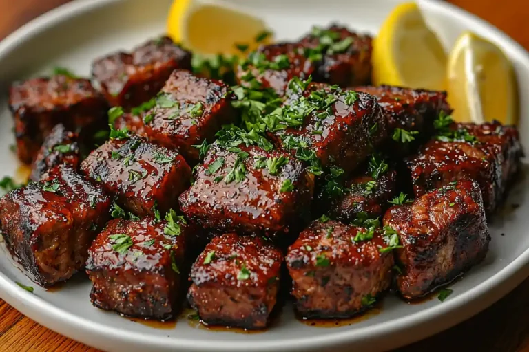 Boneless Beef Ribs Recipe – juicy, tender ribs glazed with BBQ sauce