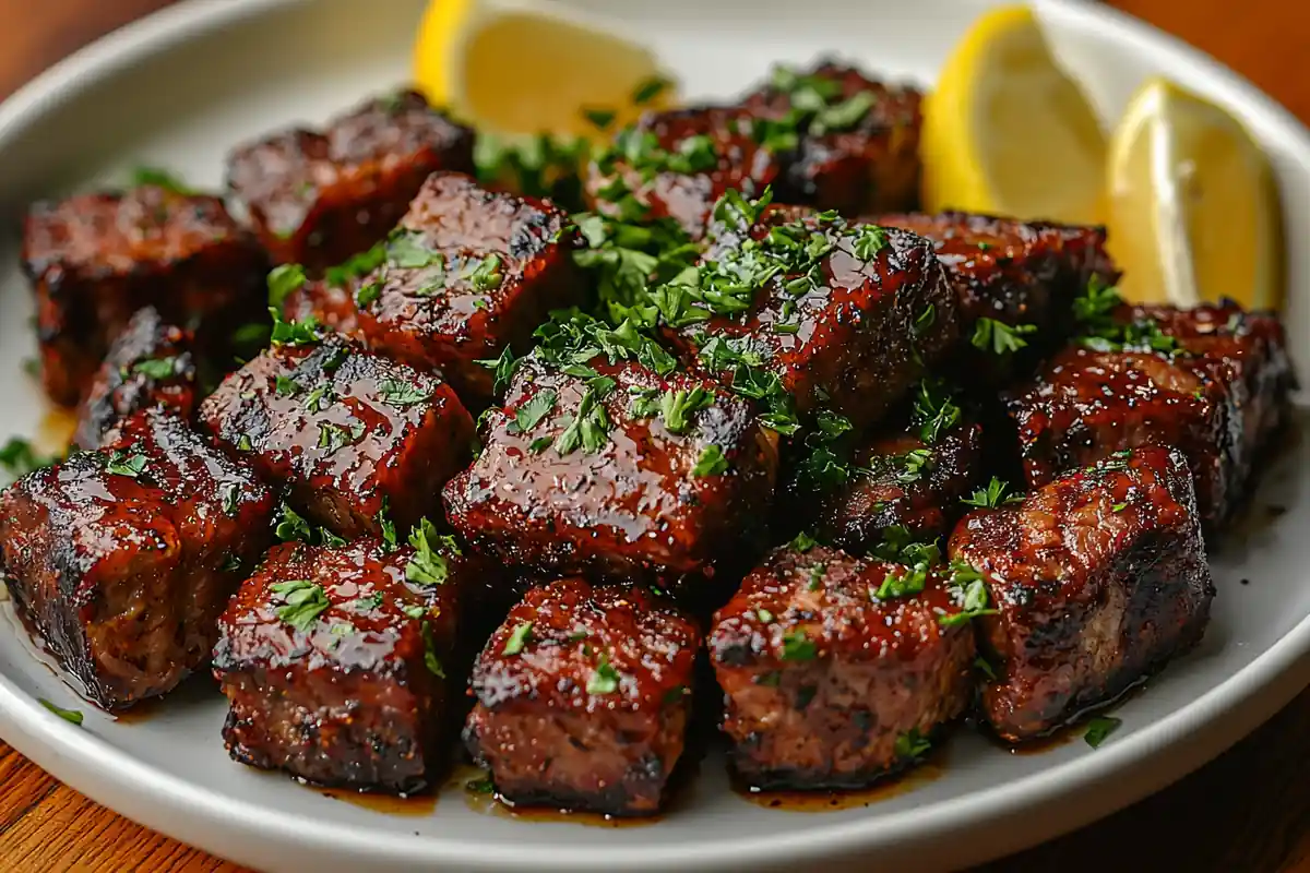 Boneless Beef Ribs Recipe – juicy, tender ribs glazed with BBQ sauce