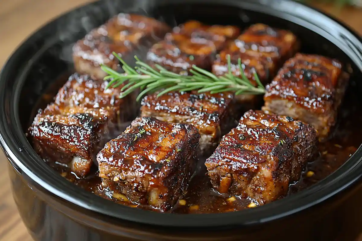 Boneless Beef Ribs Recipe – juicy, tender ribs glazed with BBQ sauce