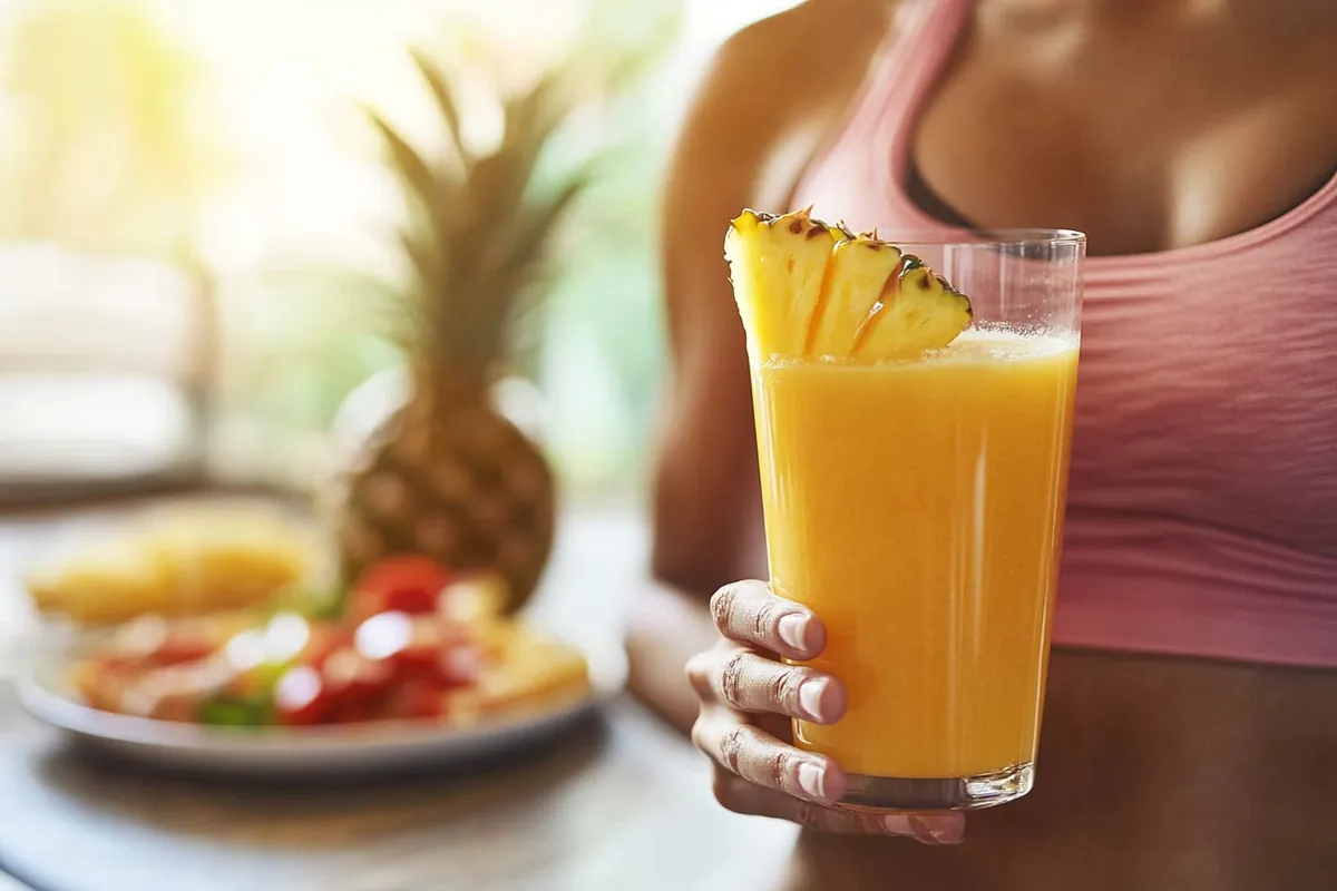 u6185574297 A fitness themed image of a person drinking pinea c6b554aa 1234 4262 86e1 967c6186da2a 1 www.noryrecipes.com