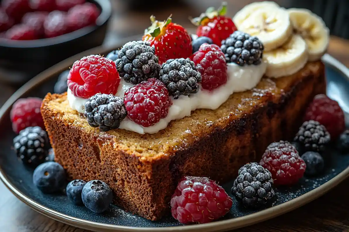 u6185574297 Toasted banana bread slice on a breakfast plate w 34e1343a 0527 401d 8e8e 2075f85b0c68 2 www.noryrecipes.com
